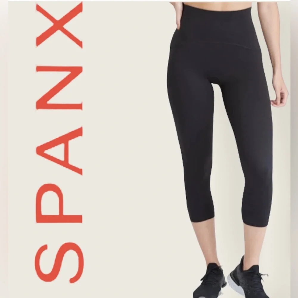 Spanx Black Structured Shaping Cropped Leggings Style 2191 Sz XL - Picture 1 of 9